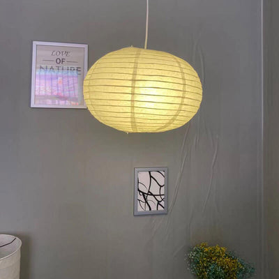 Minimalist Handmade Paper Round Lantern 1-Light Pendant Light