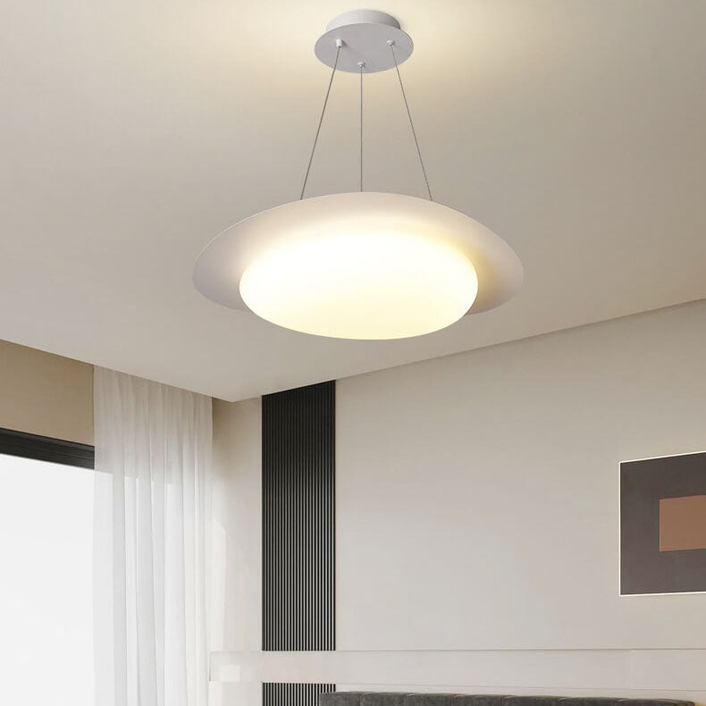 Nordic Minimalist White Pebble Acrylic Iron LED Pendant Light