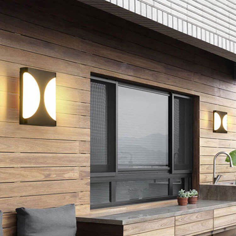 Outdoor Waterproof Square Flat Geometric Patio LED Wall Sconce Lamp