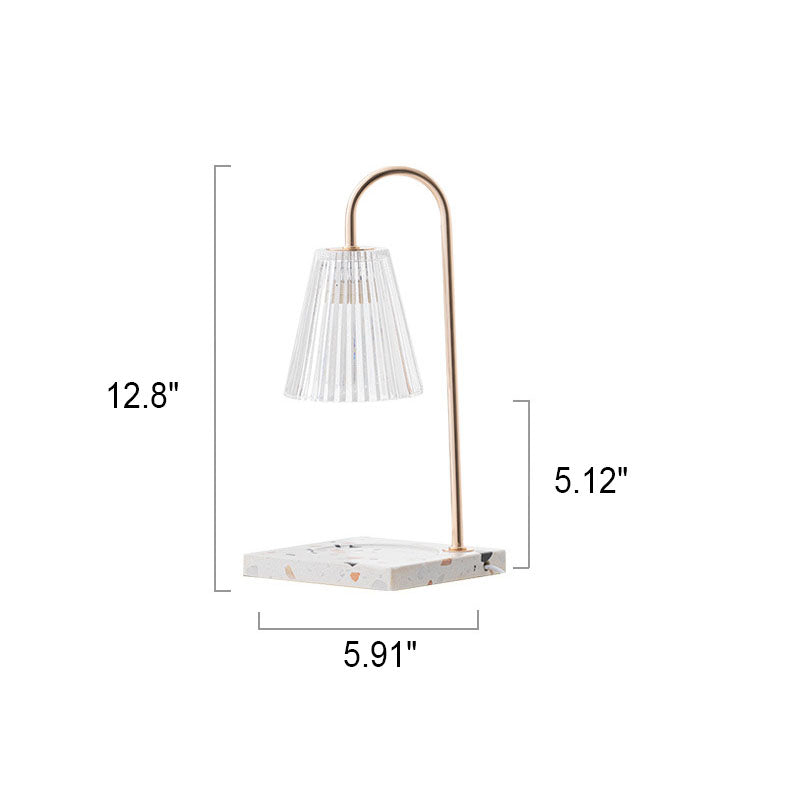 Lampe de table minimaliste en cire fondue à 1 lumière avec abat-jour en verre terrazzo 