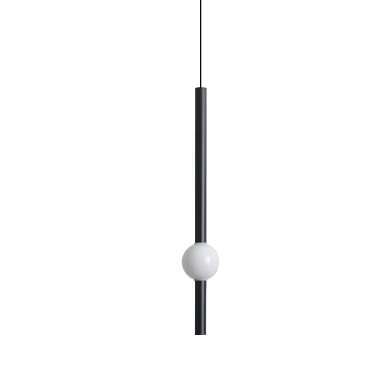 Moderner minimalistischer langer Zylinder mit LED-Pendelleuchte aus Metallkugel 