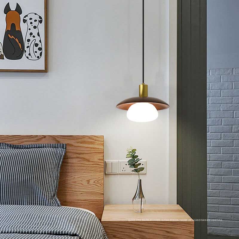 Moderne 1-flammige LED-Pendelleuchte aus braunem Holz