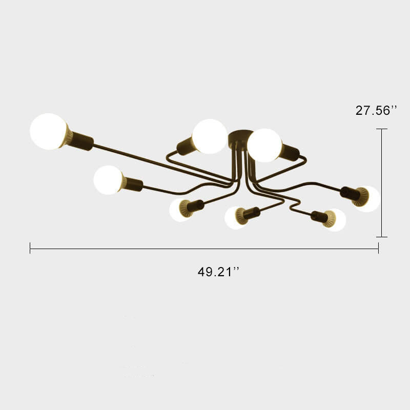 Schmiedeeiserne 8-Licht-Sputnik-moderne lineare Leiterplatten-Schirm-Beleuchtung für halbbündige Montage 