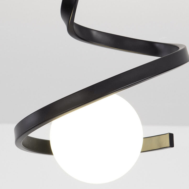Plafonnier semi-encastré à 1 lumière moderne et créatif en verre Orb Curve 