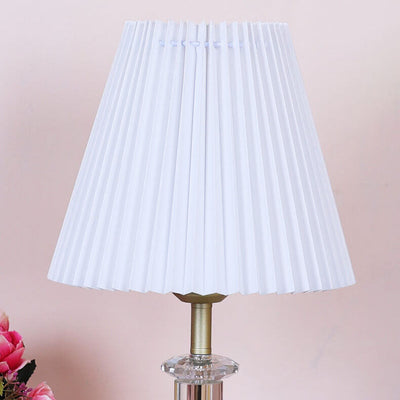 Modern Minimalist Cone Pleated Fabric Crystal Hardware 1-Light Table Lamp