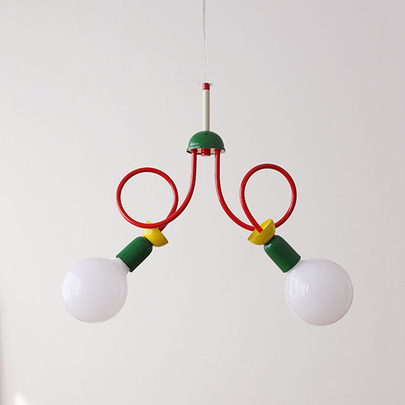 Contemporary Scandinavian Orb Fruit Iron Glass 2/3/5 Light Chandelier For Bedroom