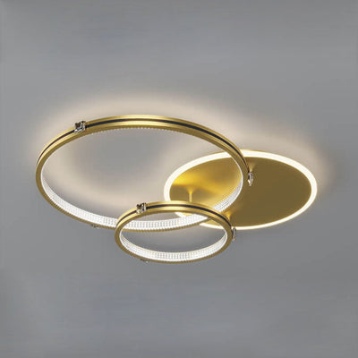 Nordic Light Luxury Circle Combination Iron LED Flush Mount Ceiling Light