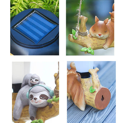 Lampe LED suspendue en forme d'animal de dessin animé, design moderne et créatif, luminaire décoratif d'extérieur, en résine solaire 