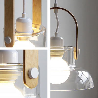 Nordic Minimalist Clear Glass Dome Geometry 1-Light Pendant Light