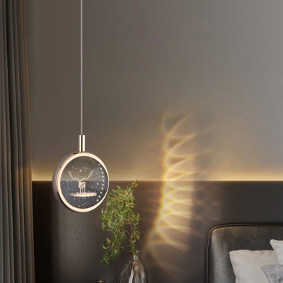 Modern Minimalist Round Ball Aluminum Crystal LED Pendant Light For Bedroom