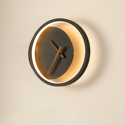 Applique murale LED ronde avec horloge créative nordique 