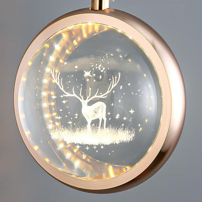 Nordic Creative Animals Interior Carved Crystal Circle LED Pendant Light