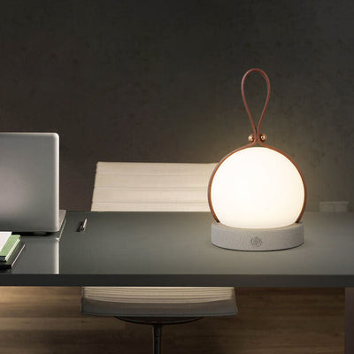 Simple Spherical Faux Leather Portable LED USB Night Light Table Lamp