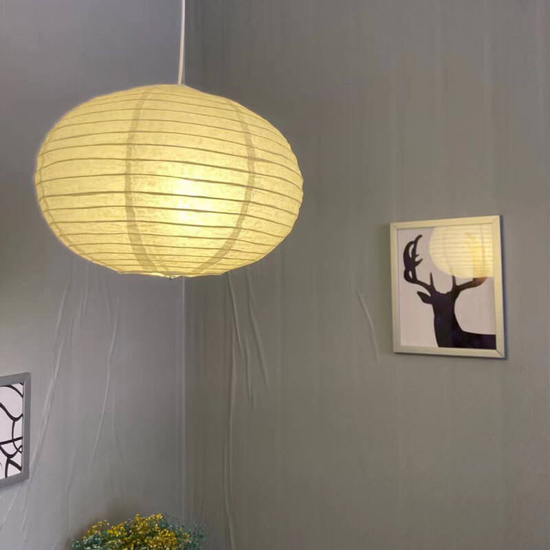 Minimalist Handmade Paper Round Lantern 1-Light Pendant Light