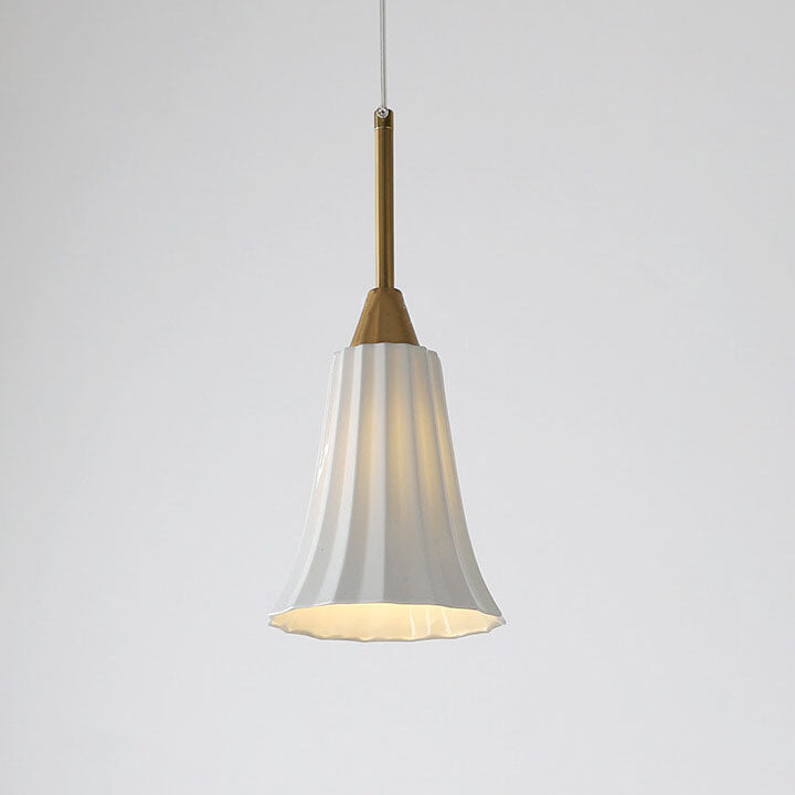 Luminaire suspendu moderne et minimaliste à 1 lumière en forme de cloche à texture en céramique 