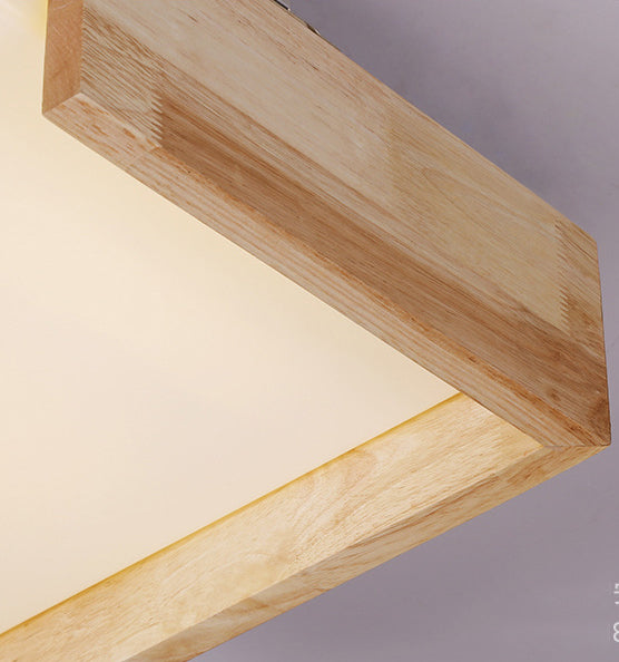 Modern Wooden Simple Square LED Flush Mount Light