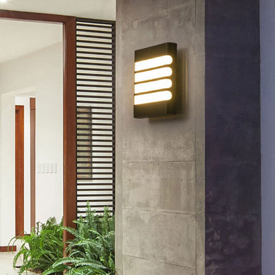 Outdoor Waterproof Square Flat Geometric Patio LED Wall Sconce Lamp