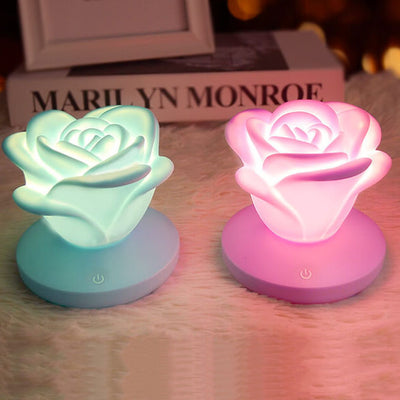 Modern Silicone Rose Flower LED Night Light Table Lamp