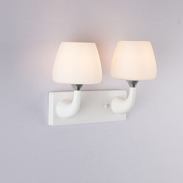 Nordic Minimalist White Glass Cup Shade 1/2 Light Wall Sconce Lamp