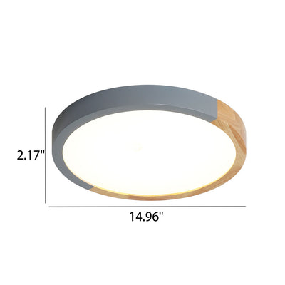 Plafonnier LED rond en fer forgé, minimaliste nordique, en bois de caoutchouc, à encastrer 