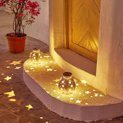 Lanterne LED solaire créative en forme de pentagramme creux, luminaire décoratif d'intérieur, idéal pour une pelouse, un Patio ou un Patio 