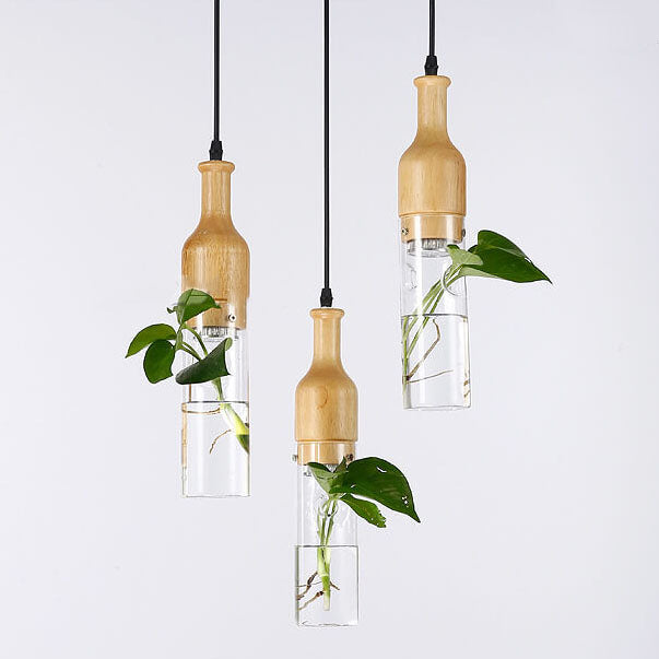 Lampe suspendue à 1 lumière pour plantes hydroponiques, bouteille en verre créative nordique 