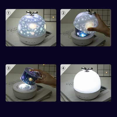 Lampe de table créative LED USB chargeant la lampe de table lumineuse de projection d'étoile Bluetooth 