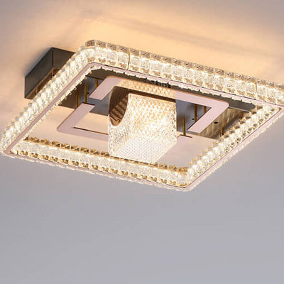 Modern Luxury Square Crystal Acrylic LED Flush Mount Ceiling Light