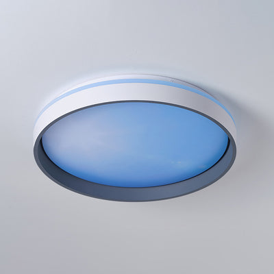 Modern Minimalist Blue Sky Round LED Flush Mount Ceiling Light