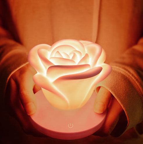 Modern Silicone Rose Flower LED Night Light Table Lamp