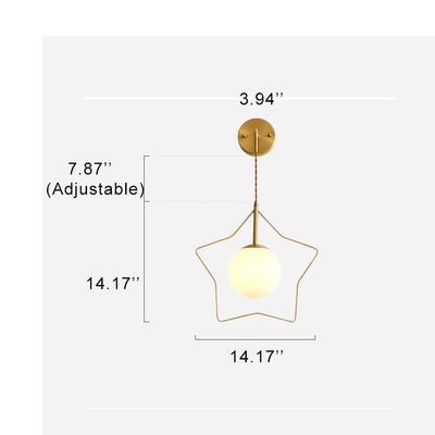 Pentagramm-Form-Glaskugel-1-Licht-Wandleuchte-Lampe 