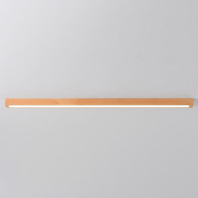 Modern Minimalist Wood Acrylic Long Strip LED Flush Mount Ceiling Light For Living Room