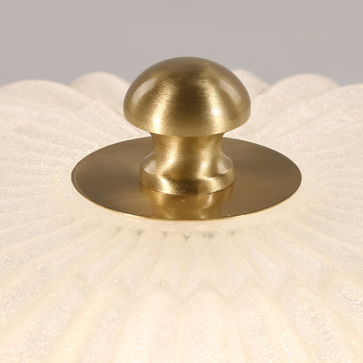 Modern Light Luxury Glass Shell Round Copper 3-Light Semi-Flush Mount Ceiling Light