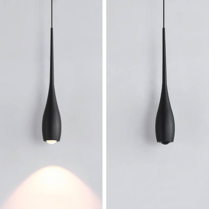 Lampe suspendue LED en aluminium, couleur unie, minimaliste et moderne, noir et blanc, en forme de larme 