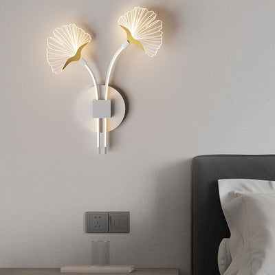 Modern Minimalist Iron Ginkgo Leaf Acrylic Lampshade LED Wall Sconce Lamp