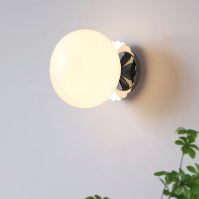 Lampe murale à tête ronde en verre de fer minimaliste vintage moderne à 1 lumière 