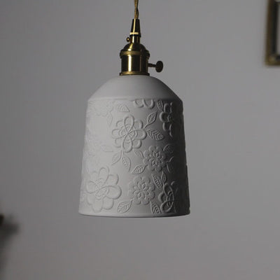 Modern Vintage Brass Ceramic 1-Light Pendant Light