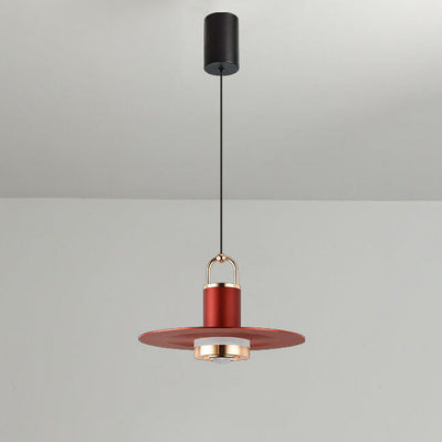 Modern Minimalist Disc Cylindrical Liftable Aluminum LED Pendant Light