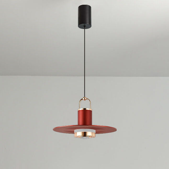 Modern Minimalist Disc Cylindrical Liftable Aluminum LED Pendant Light