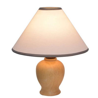 Lampe de table à 1 lumière avec base en bois massif et tissu conique vintage nordique 