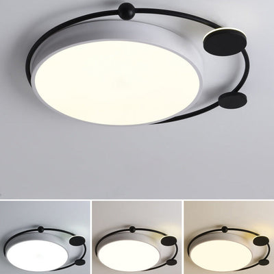 Modern Luxury Iron Circle Ring Acrylic Shade LED Flush Mount Ceiling Light For Living Room