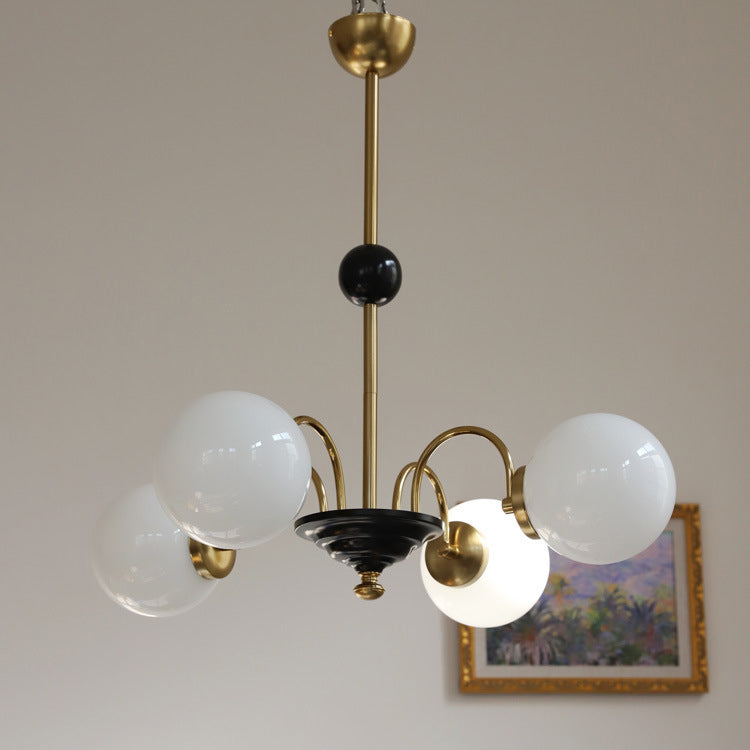 Traditional French Orb Copper Glass 3/4/5 Light Chandelier For Living Room