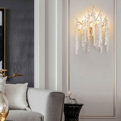 Modern Light Luxury Tree Branch Crystal 3-Light Wall Sconce Lamp