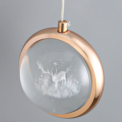 Nordic Creative Animals Interior Carved Crystal Circle LED Pendant Light