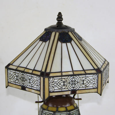 European Vintage Glass Iron 2-Light Table Lamp