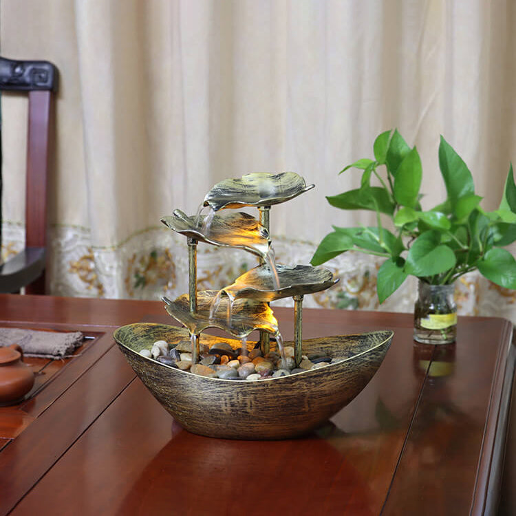 Yuanbao – lampe de Table décorative à LED, fontaine coulante créative en forme de feuille de Lotus 
