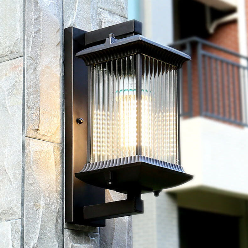 Modern Minimalist Square Aluminum Glass 1-Light Outdoor Waterproof Wall Sconce Lamp