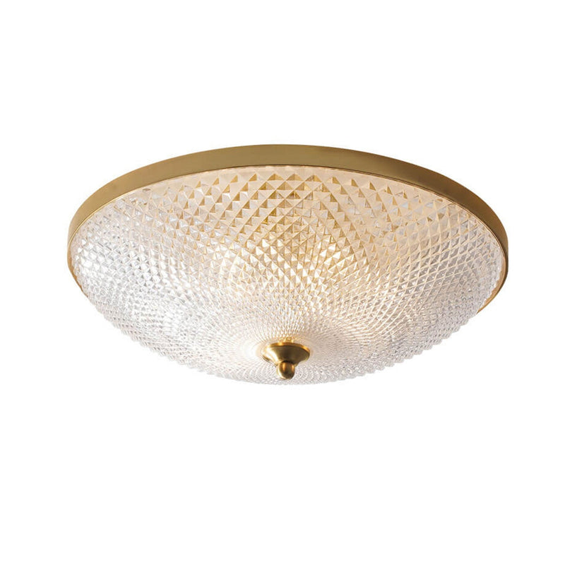 Vintage Luxury Round Brass Glass Bowl 3-Light Flush Mount Ceiling Light