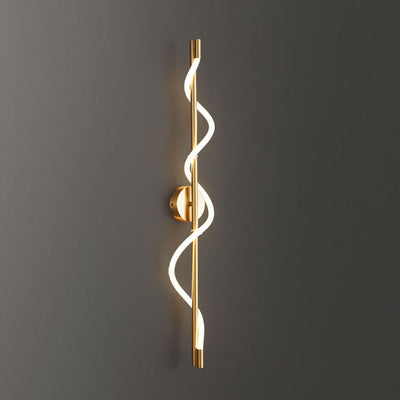 Modern Minimalist Twist Curve Long Bar Copper LED Wall Sconce Lamp