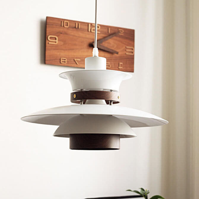 Traditional European Iron Aluminum Flying Saucer Shade 1-Light Pendant Light For Living Room